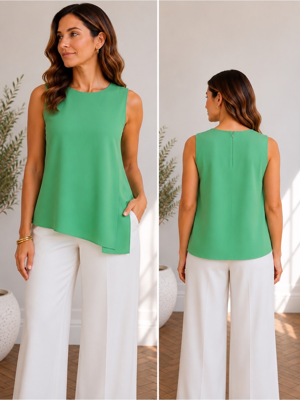 The Limited Pre loved Asymmetrical sleeveless Top with back zipper.